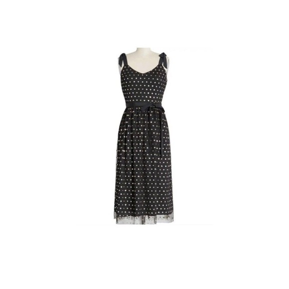 Modcloth Another Brilliant Gold Polka Dot Holiday Evening Dress Large NWT